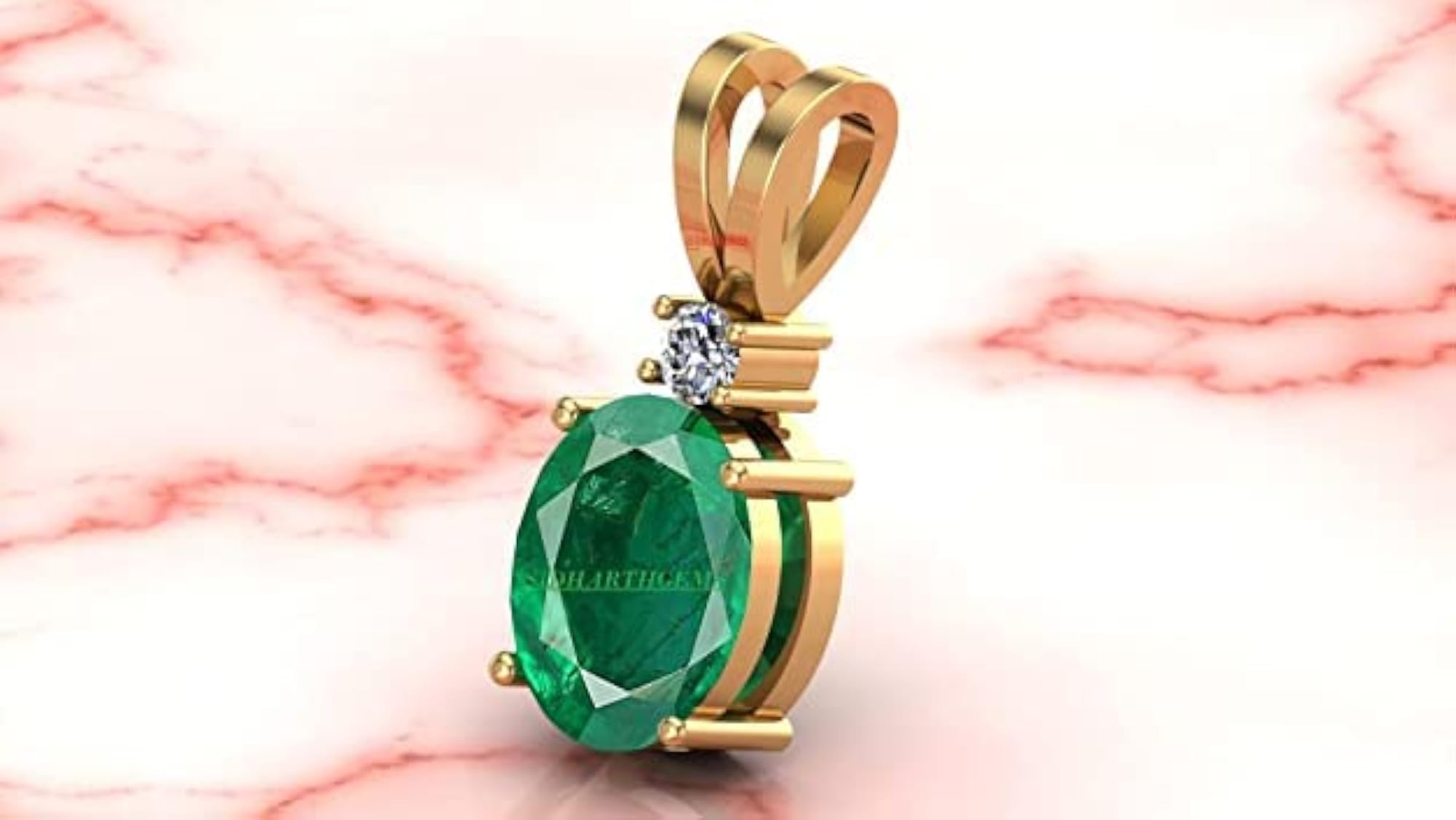 13 Carat Natural Emerald Gold Plated Pendant Locket, Unisex
